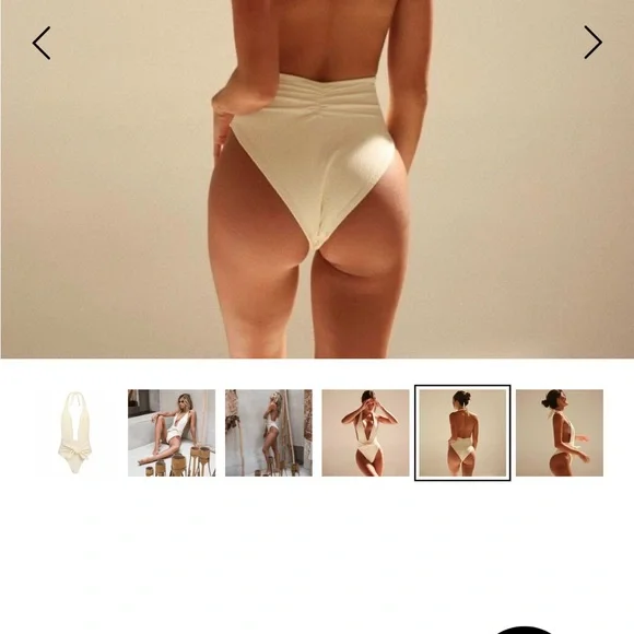 NEW Montce Tropez Tie-Up One Piece M tie waist ribbed Cream Rib - Picture 3 of 13